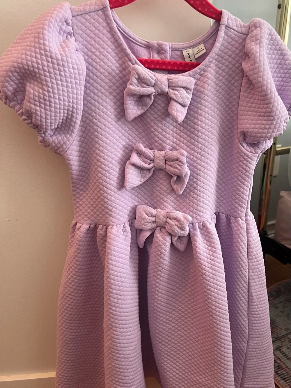 Janie and Jack Lavender Quilted Bow Dress